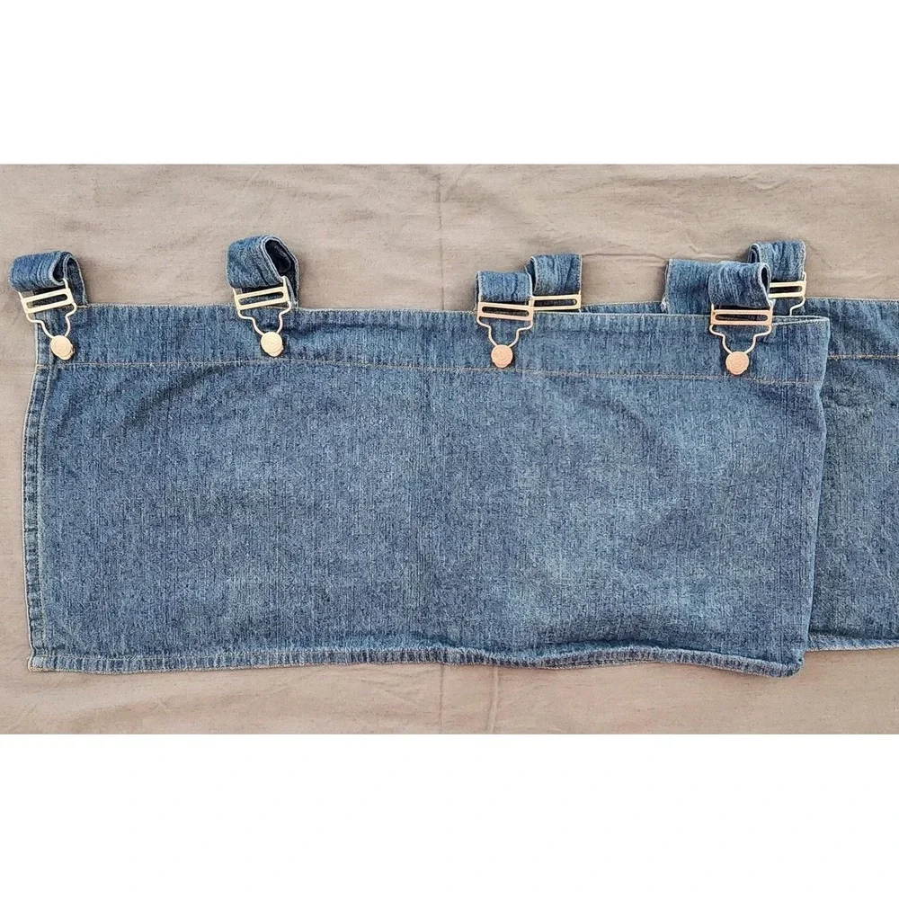 Denim Curtain Valance Panel Overall‎ Tab Top Rustic Farmhouse Decor Window